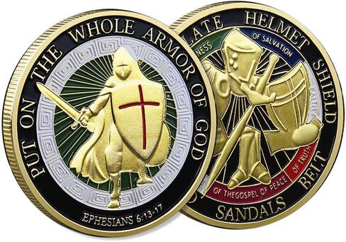 ضع درع الله بالكامل على شعار أفسس 6: 13-17 معدني للتحدي الديني (قطعة واحدة) in Kuwait