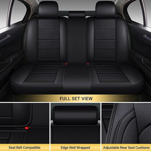 AOOG Leather Car Seat Covers with Car Backseat Organizer, Universal Automotive Vehicle Seat Cover for Most Sedan SUV Pick-up Truck, Front Pair, Beige in Kuwait