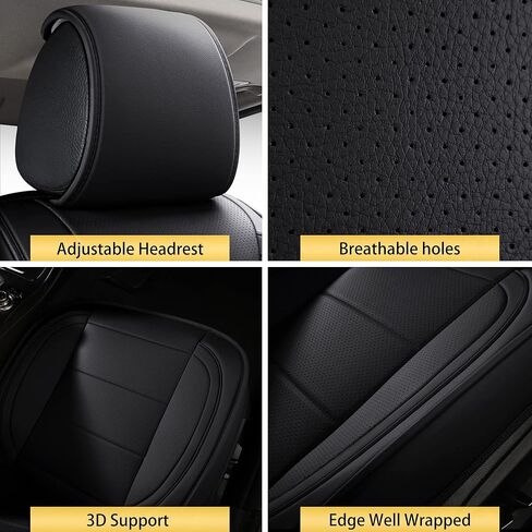 AOOG Leather Car Seat Covers with Car Backseat Organizer, Universal Automotive Vehicle Seat Cover for Most Sedan SUV Pick-up Truck, Front Pair, Beige in Kuwait