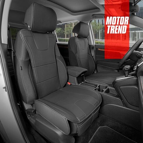 Motor Trend Faux Leather Seat Cover for Cars, 1 Piece – Premium Car Seat Cushion for Front Seat, Padded Car Seat Protector with Storage Pocket, Seat Cover for Cars Trucks SUV (Black) in Saudi Arabia