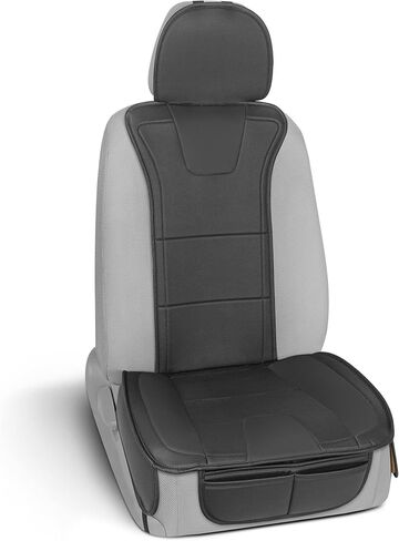 Motor Trend Faux Leather Seat Cover for Cars, 1 Piece – Premium Car Seat Cushion for Front Seat, Padded Car Seat Protector with Storage Pocket, Seat Cover for Cars Trucks SUV (Black) in Saudi Arabia