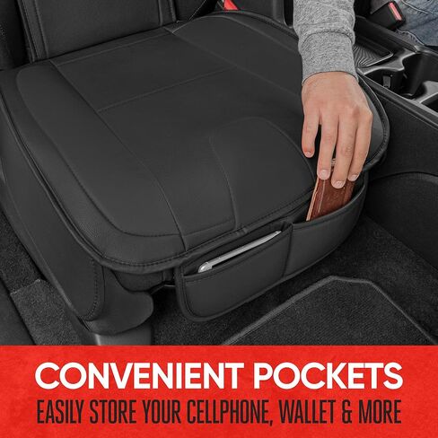Motor Trend Faux Leather Seat Cover for Cars, 1 Piece – Premium Car Seat Cushion for Front Seat, Padded Car Seat Protector with Storage Pocket, Seat Cover for Cars Trucks SUV (Black) in Saudi Arabia