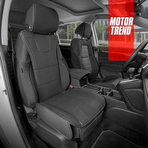 Motor Trend Faux Leather Seat Cover for Cars, 1 Piece – Premium Car Seat Cushion for Front Seat, Padded Car Seat Protector with Storage Pocket, Seat Cover for Cars Trucks SUV (Black) in Saudi Arabia
