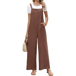 ANRABESS Overalls for Women 2025 Summer Casual Loose One Piece Outfits Baggt Wide Leg Jumpers Lightweight Comfy Rompers