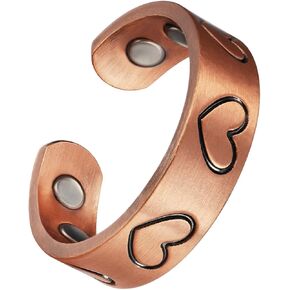 Copper Magnetic Ring for Women, Lymphatic Drainage Adjustable Ring, 3500 Gauss Magnet (W)