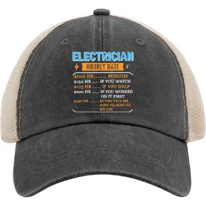 Electrician Hourly Rate Trucker Hat Womans Hat AllBlack Womens Trucker Hat Gifts for Grandpa Outdoor Cap