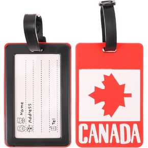 2Pcs Canada Flag Luggage Tags - Travel Card Holder, Waterproof TPU Suitcase Name Tags with ID Card Slot, Flag Luggage Tag for Canadian Airports Cruise Trips - Souvenir Present for Travelers