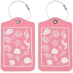 Coquette Pink Beach Luggage Tags for Suitcases, Cute Luggage Tag, Preppy Luggage Tag, Back to School for Students, Trendy 2 Pack Luggage Tags for Travel, Funky Teen Girls Gifts Suitcase Tags