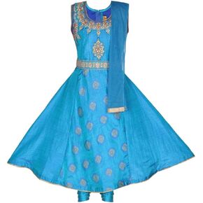 Ashwini Girls Indian Ethnic Salwar Suit with Neck Embroidery Work | Readymade Indian Kids Ethnic Salwar Suit