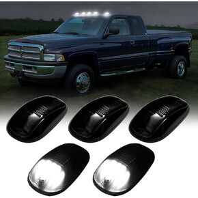 5Pcs Led white cab roof Lights with 2003-2018 Ram 1500 2500 3500,2011-2018 Ram 4500 5500 Pickup trucks smoke len white lights(only compatible with the models that with factory cab roof lights)