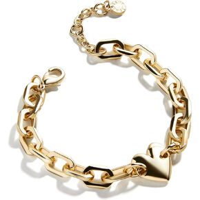 Leah Love Bracelet for Women - Chunky Gold-Plated Chain with Puffy Heart