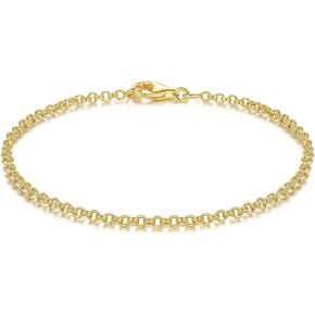 14K Gold Bracelets for Women Non-tarnished Brilliance Gold Chain Bracelet Love Bracelets Double Hoop Interlaced Women’s 6.5/7/7.5/8/9 in