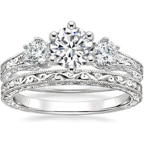 Moissanite Ring Set for Women Engagement Rings Wedding Band 2CTW 1CT Center 925 Sterling Silver White Gold/Yellow Gold/Rose Gold Round Cut D Color VVS1 Bridal Sets