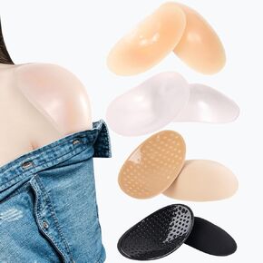 4 Pair Sholder Pads Ultra Silicone ShoulderPads for Womens Clothing, Invisible Anti-Slip Shoulder Push-up Pads Reusable Natural Shoulder-Enhancer Sticky Pad for Formal, Casual and Active wear