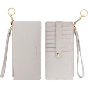 Wristlet Slim Credit Card Wallet Holder Change Pouch, Keychain Wallet RFID Blocking Business Cards Cases with Zipper Pocket for Cash, Coin, ID Card, Receipt (Blue)