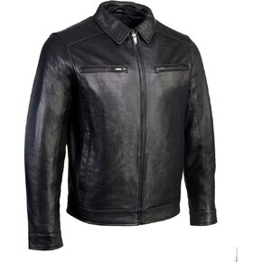 Boston Harbour 1.0 Men's Black New Zealand Lamb Leather Fashion Car Coat Jacket SFM1899 - Large