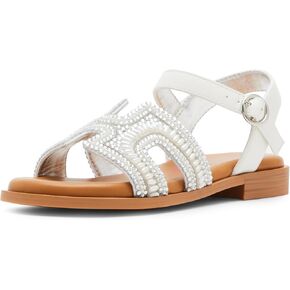 Steve Madden Girls Shoes Girls Haydlyn Flat Sandal, Pearl, 5 Big Kid