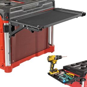 Folding Magnetic Side Table Compatible with Milwaukee Packout Toolbox – No-Drill Packout Accessories & Organizer with Magnetic Tool Tray
