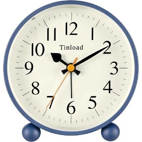 4.5" Vintage Retro Analog Alarm Clock, Super Silent Non Ticking Small Clock with Manual Light, Snooze, Battery Operated, for Living Room, Bedroom, Bedside, Desk(Black)