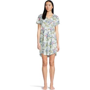Karen Neuburger Women's Paisley Dreams Short Sleeve Sleepshirt with Lettuce Edges