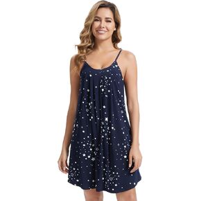 Nachila Lightgown-Viscose مصنوعة من الخيزران ، فستان نوم بلا أنيقة Cami Chemise Spaghetti Frick Night Dress