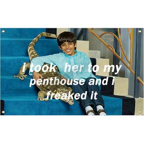 YOSASAH I Took Her To My Penthouse and I Freaked It Tapestry 3X5 FT Funny Flags Dorm Decor Man Cave Wall Banner Poster with Brass Grommets For College Dorm