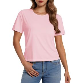 MAGCOMSEN Womens Crop Tops Basic Summer Cropped T-Shirts Loose Fit Cotton Short Sleeve UPF 50+ Boxy Tee Shirts