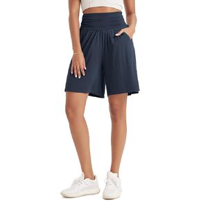 ODODOS Women's Wide Leg Lounge Shorts with Pockets Lightweight Soft Relaxed Casual Pajama Bottom-8"/ 10" Inseam