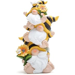 Hodao Summer Bee Gnome Decorations Indoor Home Table Decor Cute Stacked Bee Gnome Figurines Gifts -Swedish Dwarf Elf Figurines Summer Garden Honey Bees Gnomes Decorations (Bee1)