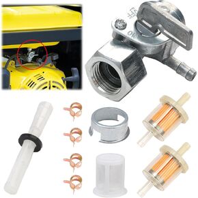 Generator Fuel Tank Petcock Valve Kit, Female Thread Oil Switch Shut off Valve with Inline Fuel Filters Compatible with Predator 4000 4375 6500 8750 9000 Champion ETQ (M16×1.5mm)
