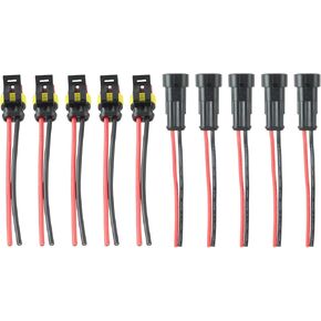 Carbhub 5 Set 2 Pin Connector Waterproof Connector with Male and Female Way 16 AWG Wire Fit for Motorcycle, Scooter, Car, Truck, Quad bike, Trike, Caravan, Marine, Jet ski, Boats