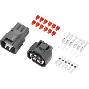 6 Pin Front Headlight Connector Plug - Car Male Female Wire Terminal Connector - for Toyota Plastic Black - 1 Set