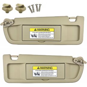 Pair of Left and Right Sun Visors with retiners and Screws for Honda Civic 2006 2007 2008 2009 2010 2011 (Dark Gray)