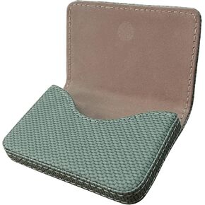 RFID Blocking Wallet - Minimalist Leather Business Credit Card Holder - Woven Pattern Green