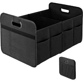 Simple Deluxe Car Trunk Organizer, 2 Compartments Anti-slip Design Collapsible Trunk Storage, Made of Waterproof 600D Oxford Polyester, Suitable for SUV, Minivan, Truck, Black in Kuwait