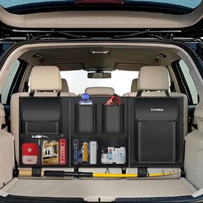 Detachable Hanging Trunk Organizer for SUV Back Seat 3-Zone Design with Zipper,7 Pockets Storage,Waterproof and Scratch-Resistant Upgraded TP Leather&600D Oxford Composite for SUV,Jeep,MPV