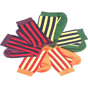Big Kids & Adults Primary Colors Striped Socks Collection - 3 Pairs