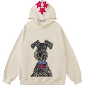 Aelfric Eden Dog Graphic Hoodie Oversized Cute Star Sweatshirt Unisex Y2k Casual Hooded Pullover