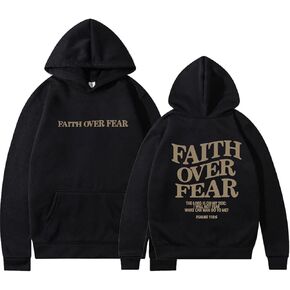 Faith Over Fear Hoodie Christian Faith Religious God Tops Man Woman Pullover Y2K Sweatshirt Longsleeve Casual Tops