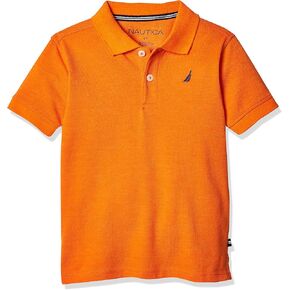 Nautica Boys's Short Sleeve Polo ، إغلاق زر ، ناعم ومريح ، نسيج بيكي