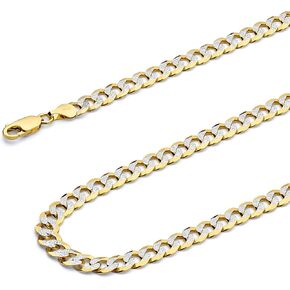 Wellingsale 14K Solid Gold Cuban Link Curb Chains (Select Options)