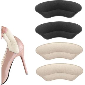 Heel Grips Liner Cushions Inserts for Loose Shoes Suede Sponge-Filled Heel Pads Snugs for Shoe Too Big 2 Pairs