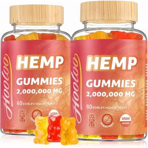 Hooloo Homp Hemp Gummies للبالغين - فاعلية عالية 2،000.000 ملغ ، 100 ٪ طبيعية طبيعية نقية السكر الحرة الفواكه القنب ، مصنوعة في الولايات المتحدة الأمريكية in Kuwait