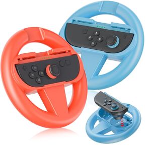 2-Pack Steering Wheel for Nintendo Switch 2 Joycon, Ergonomic Racing Wheel for Mario Kart 8 Deluxe, Lightweight and Durable, Easy to Install and Remove, Switch 2 accessories(Orange and Blue)