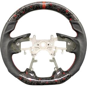 For Honda Accord 9th Generation 2013-2017 Carbon Fiber Steering Wheel D-shaped Steering Wheel Nappa Perforated Leather (Red return marker forged carbon)
