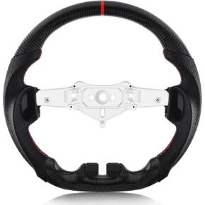 Real Carbon Fiber Steering Wheel For Jeep Wrangler JK 2-Door/JKU 4-Door 2011-2017 D-shaped Nappa Perforated Leather Flat-bottom Steering Wheel