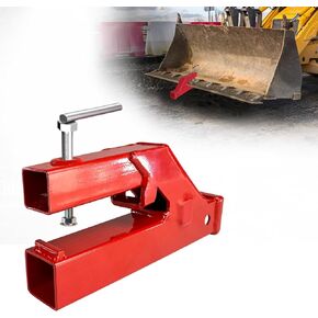 Clamp On Trailer Hitch 2" Receiver, Ball Mount Adapter Compatible with Kubota Deere Bobcat Bucket, Bucket Trailer Hitch Non-Slip Attachment for Boat, RV, Camping Accessories, Red