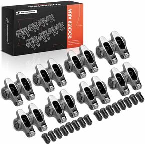 A-Premium 16Pcs Stainless Steel Shaft Mount Rocker Arms Kit with Needle Bearings, Self-aligning Compatible with Chevy SBC 350, 1.6 Ratio, 3/8" Studs