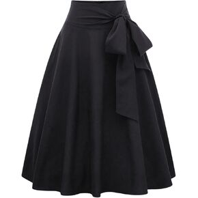 GORGLITTER Women's Bow Midi Skirt Tie Belted High Waist A Line Flowy Skirts Casual Dressy
