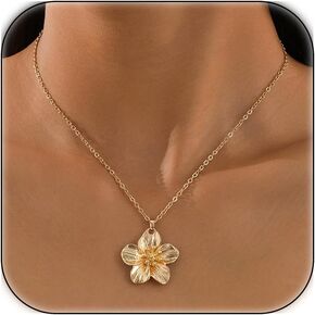 Flower Necklace for Women Flower Layered Necklaces Trendy Statement Necklace Floral